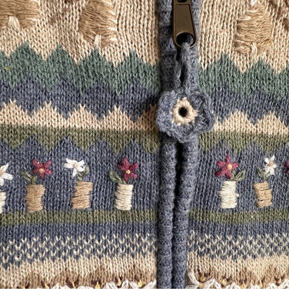 Woolrich Vintage Cottagecore Farm Beehive Spring Pastel Knit Sweater Vest XL - Picture 4 of 7